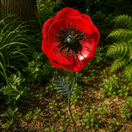 Pétales et cœur du coquelicot en métal