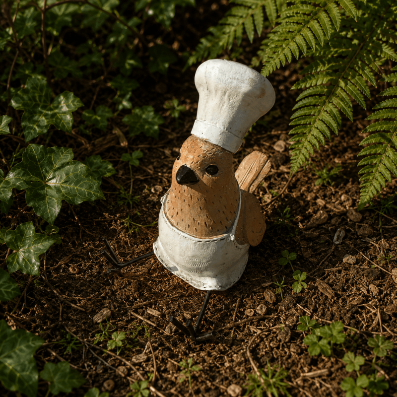 Petit oiseau chef avec toque blanche