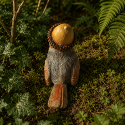 Rouge-gorge décoratif avec bonnet gland vue arrière