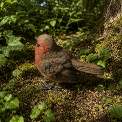 Oiseau décoratif rouge-gorge vu de profil
