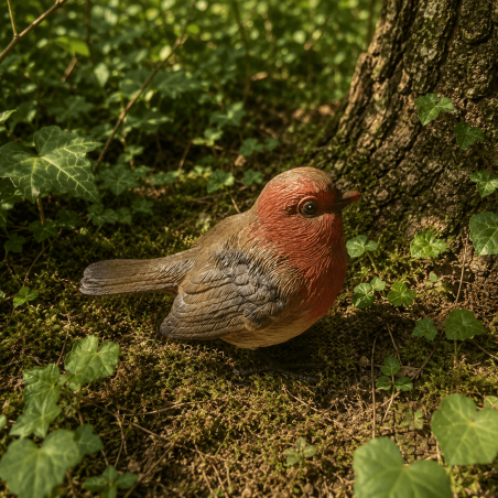 Oiseau décoratif rouge-gorge vu de profil