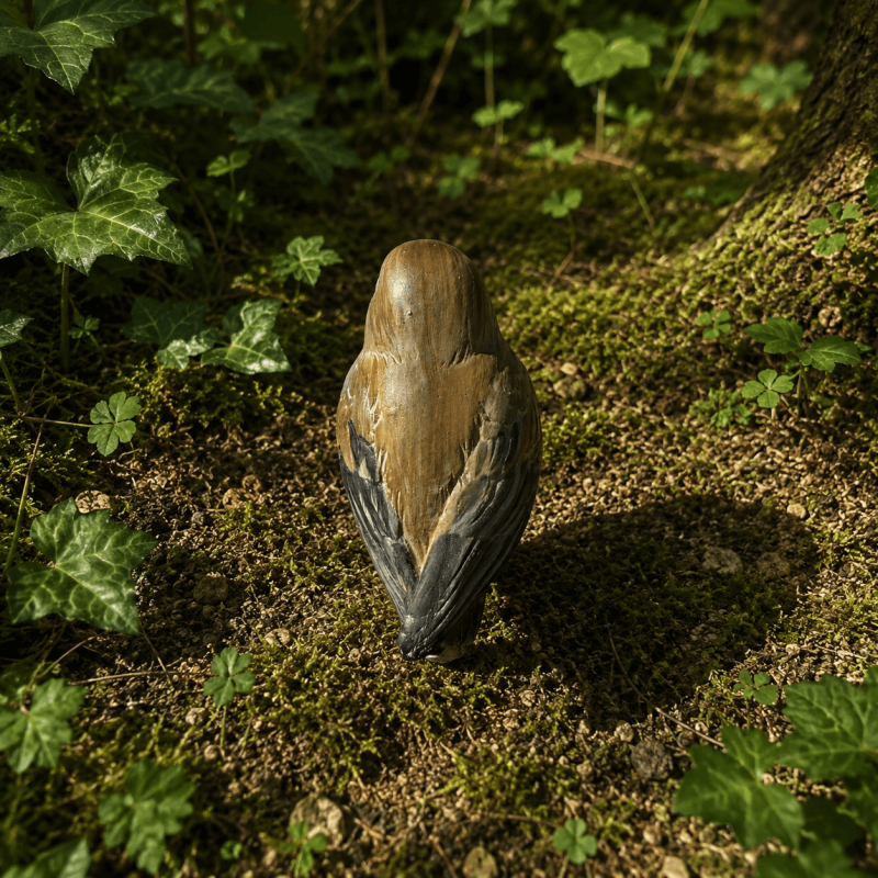 Petit oiseau en résine avec poitrine orangée