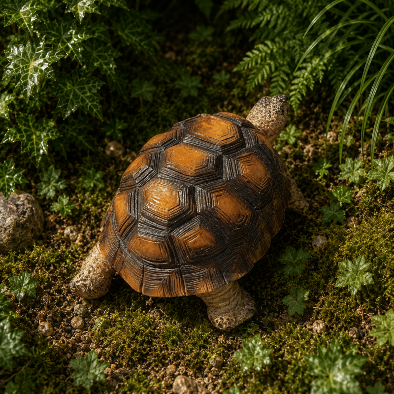 Détail de la carapace brune de la tortue décorative