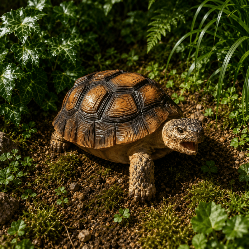 Vue de face de la tortue décorative bouche ouverte