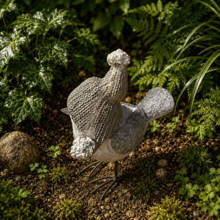 Oiseau décoratif aux ailes ouvertes vu de profil