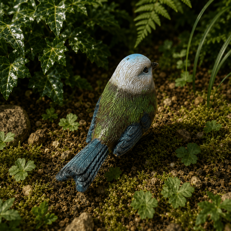 Mésange bleue décorative en résine à poser