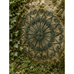 Grande rosace murale fleur de lys en métal