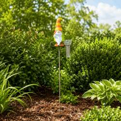 Pluviomètre décoratif nain de jardin sur pic en métal