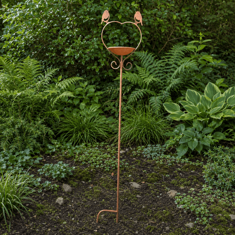 Vue de face de la mangeoire à oiseaux sur pic pour jardin