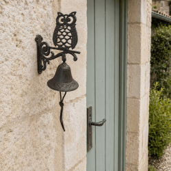 Cloche de porte en fonte motif chouette – Sonnette murale 44 cm