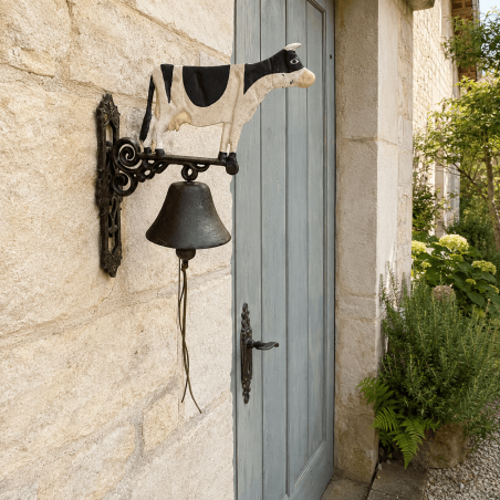 Cloche de porte en fonte avec vache Bretonne Pie Noir