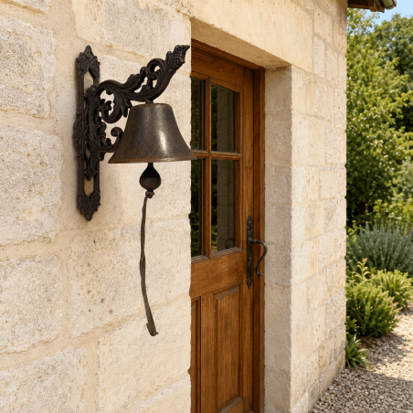 Grande cloche de porte en fonte Arabesque