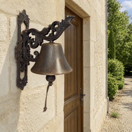 Grande cloche de porte en fonte Arabesque – 34 cm
